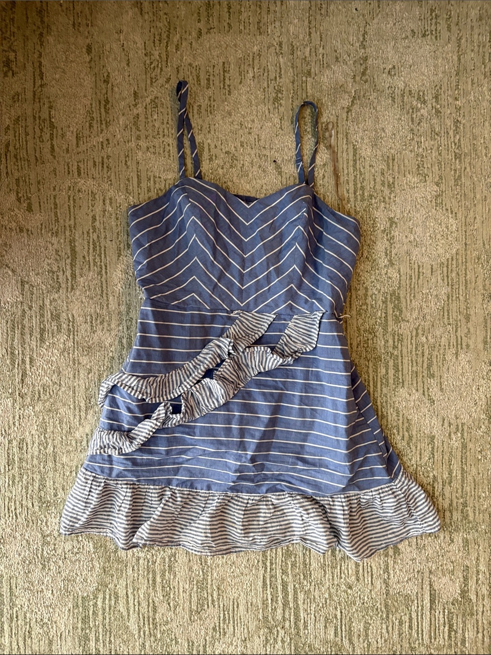 Speechless Blue & White Striped Ruffle Sun Dress